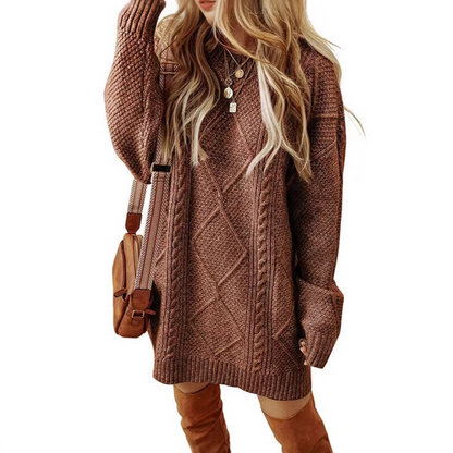 🤩🤩Time-Limited Special⏰Trendy Cable-Knit Loose-Fit Sweater Dress