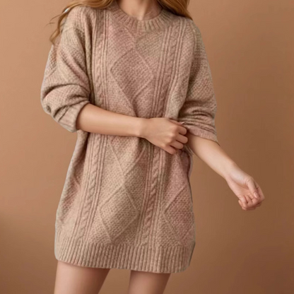 🤩🤩Time-Limited Special⏰Trendy Cable-Knit Loose-Fit Sweater Dress