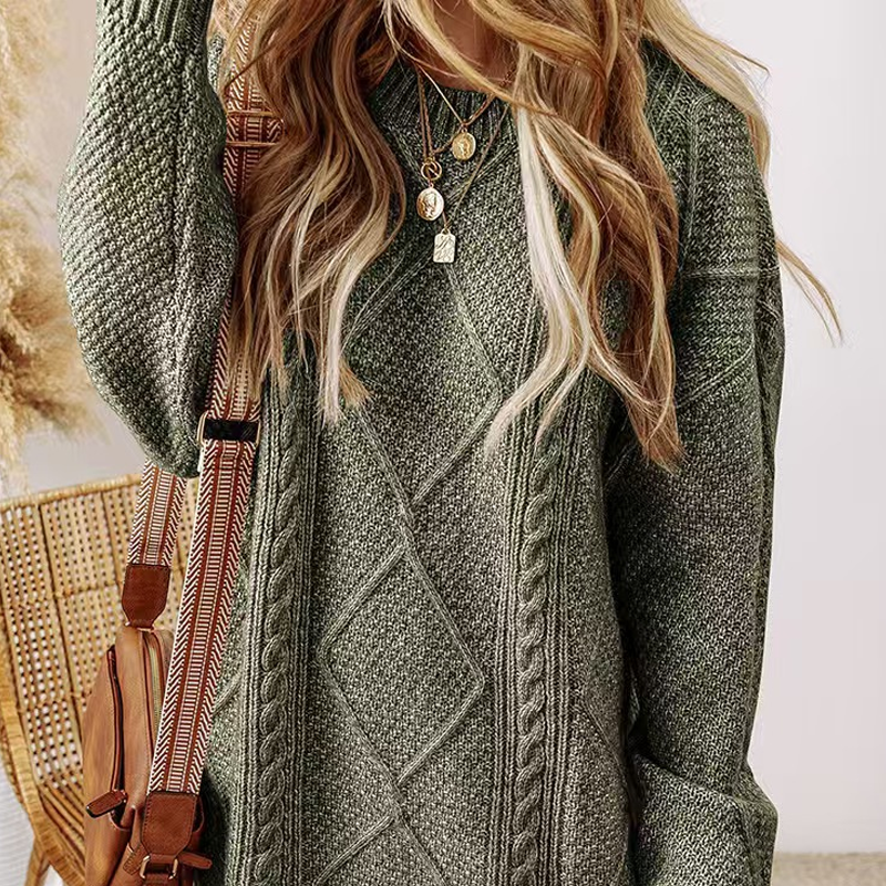 🤩🤩Time-Limited Special⏰Trendy Cable-Knit Loose-Fit Sweater Dress