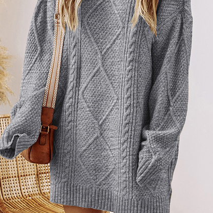 🤩🤩Time-Limited Special⏰Trendy Cable-Knit Loose-Fit Sweater Dress