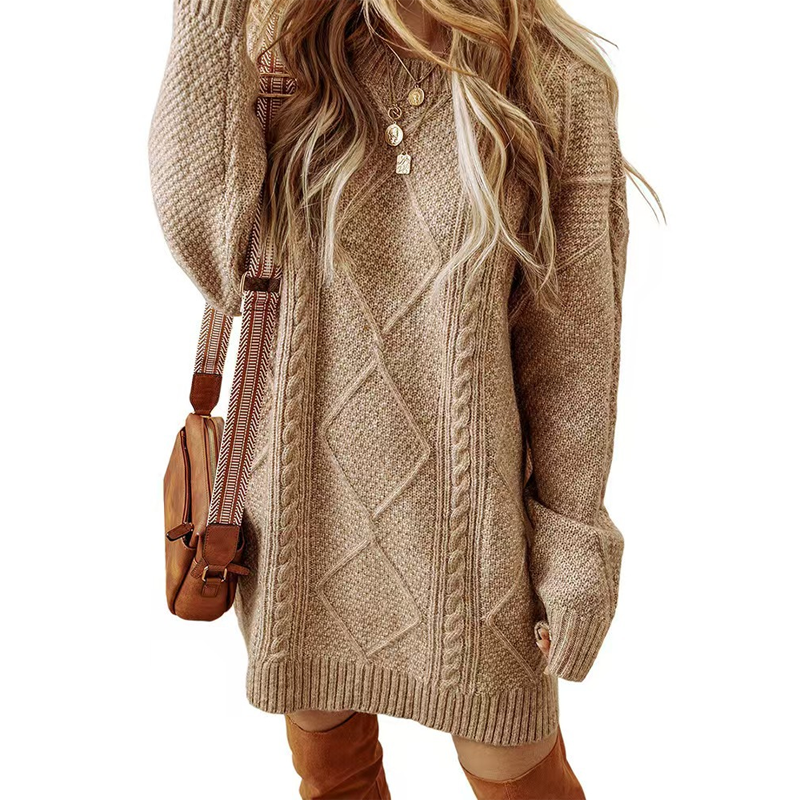 🤩🤩Time-Limited Special⏰Trendy Cable-Knit Loose-Fit Sweater Dress