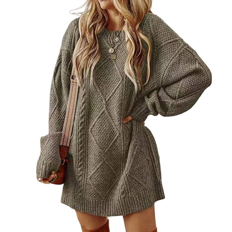 🤩🤩Time-Limited Special⏰Trendy Cable-Knit Loose-Fit Sweater Dress