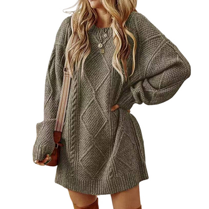🤩🤩Time-Limited Special⏰Trendy Cable-Knit Loose-Fit Sweater Dress