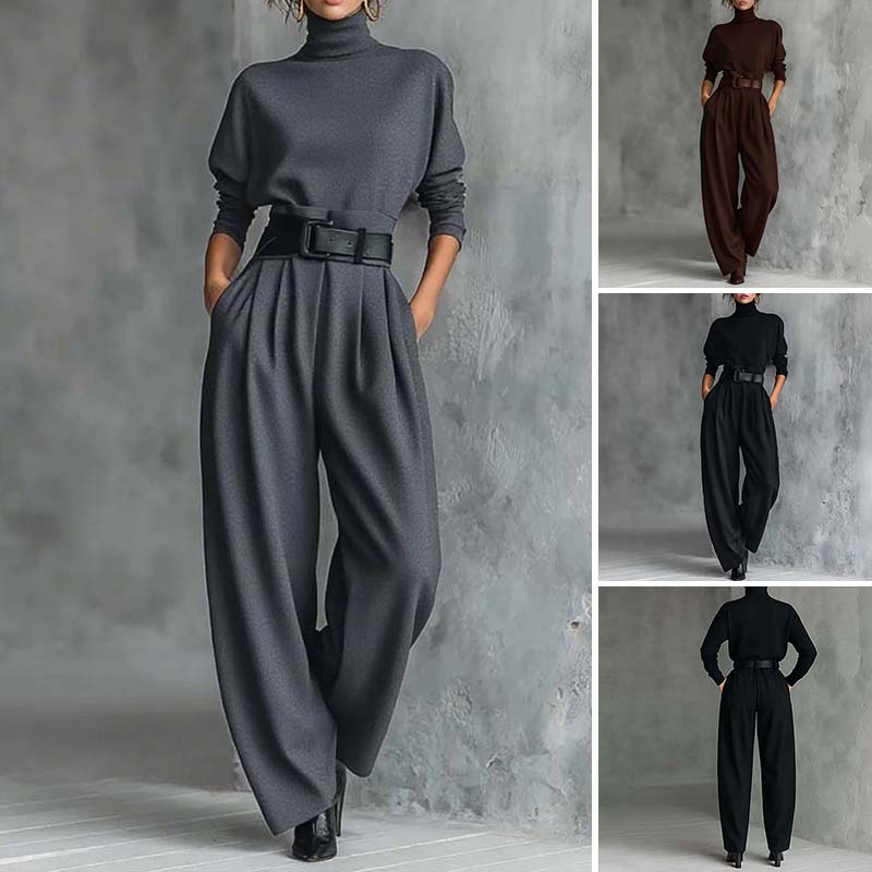 ✈️Gratis verzending!Elegante Damesset: Coltrui Top & Hoge Taille Broek😎