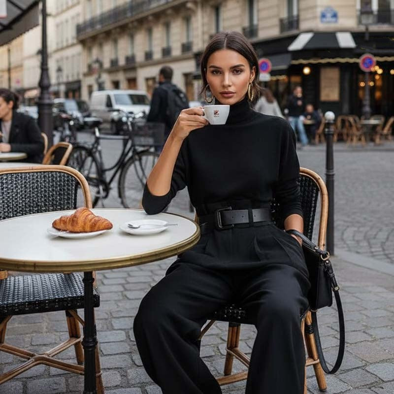 ✈️Gratis verzending!Elegante Damesset: Coltrui Top & Hoge Taille Broek😎