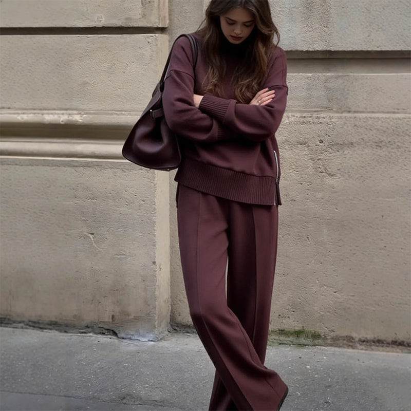 🤩🤩2026 New Arrivals 50% OFF💥High-Neck Side-Zip Sweatshirt & Pants Set 👚👖