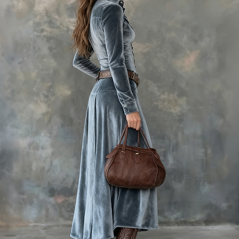 🤩🤩Women's Long Sleeve Velvet Maxi Dress