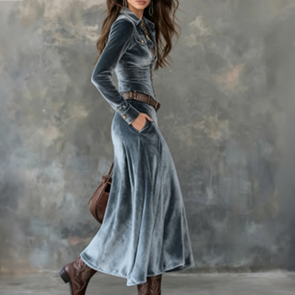 🤩🤩Women's Long Sleeve Velvet Maxi Dress