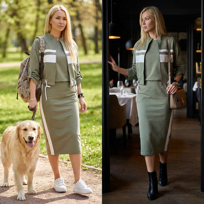 🤩🤩Time-Limited Special⏰Women's Stand Collar Jacket & Dress Set