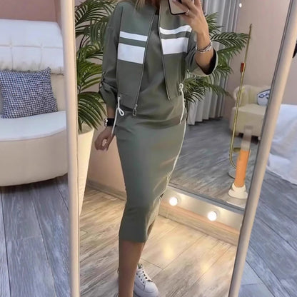 🤩🤩Time-Limited Special⏰Women's Stand Collar Jacket & Dress Set