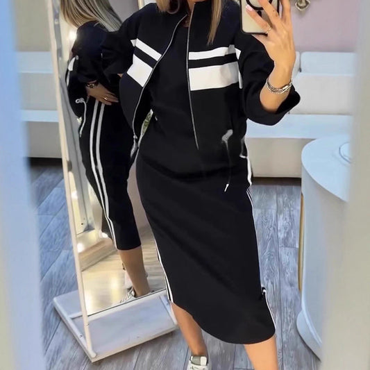 🤩🤩Time-Limited Special⏰Women's Stand Collar Jacket & Dress Set