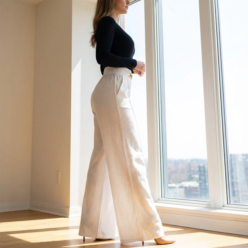🤩🤩Time-Limited Special⏰Women's High-Waist Wide-Leg Trousers with Belt Accent