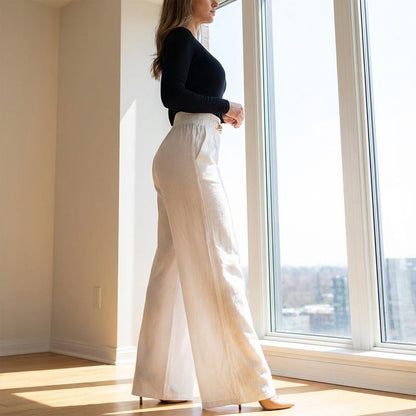 🤩🤩Time-Limited Special⏰Women's High-Waist Wide-Leg Trousers with Belt Accent