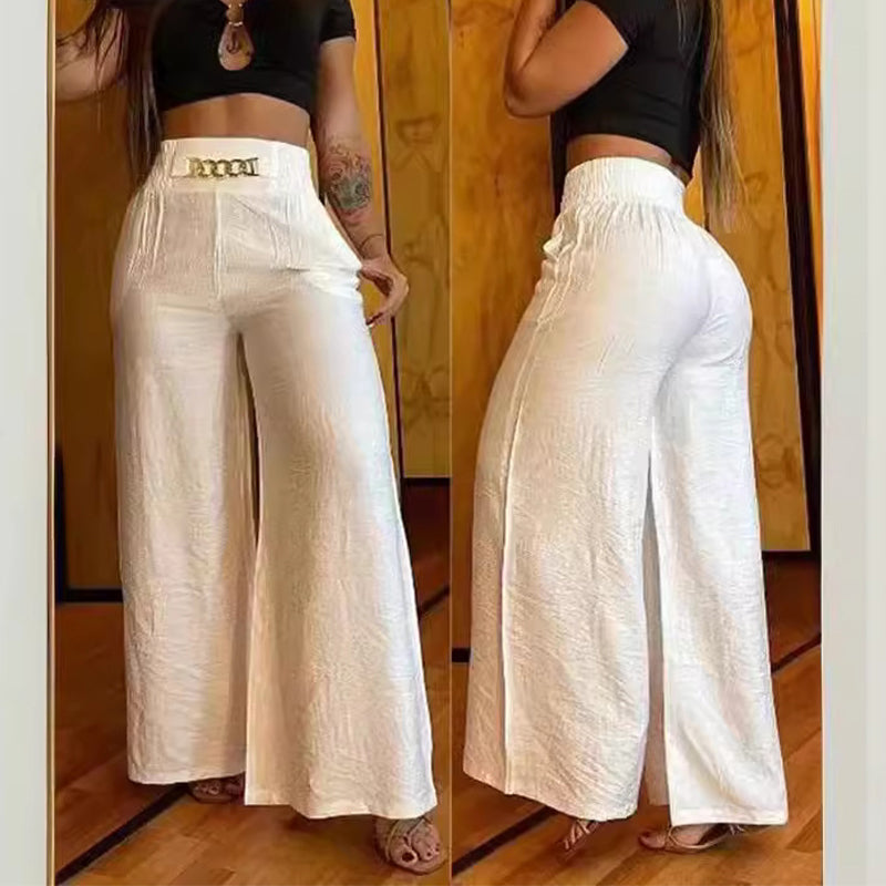 🤩🤩Time-Limited Special⏰Women's High-Waist Wide-Leg Trousers with Belt Accent