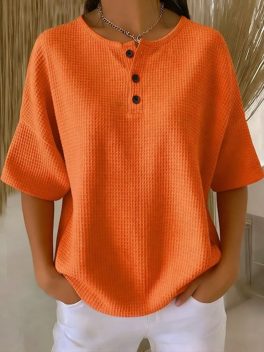 📦📦Casual Waffle Henry Collar Sweatshirt